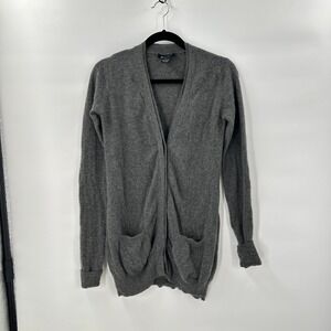 Evelyn Cashmere Cardigan Sweater Womens Small Gray Minimalist Pockets‎ Button